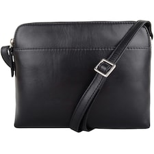 Genuine Soft Leather Crossbody Shoulder Handbag with Adjustable Strap Black | Black