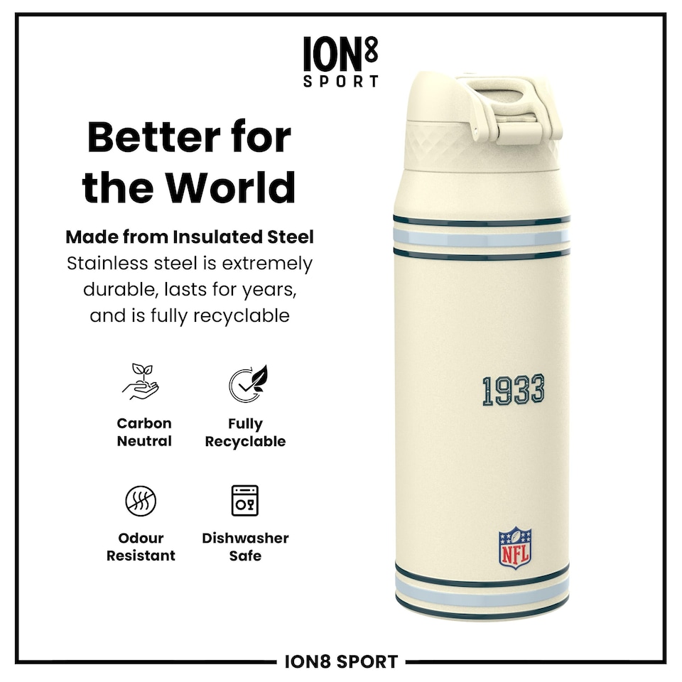 image 1 of NFL x Sports, Vacuum Insulated Steel Bottle, Series, 750ml (24oz) | Cream | NFL Throwback Eagles | One Size