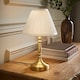 image 2 of ValueLights Sienna Antique Brass Touch Table Lamp With Pleated Cream Shade | Gold