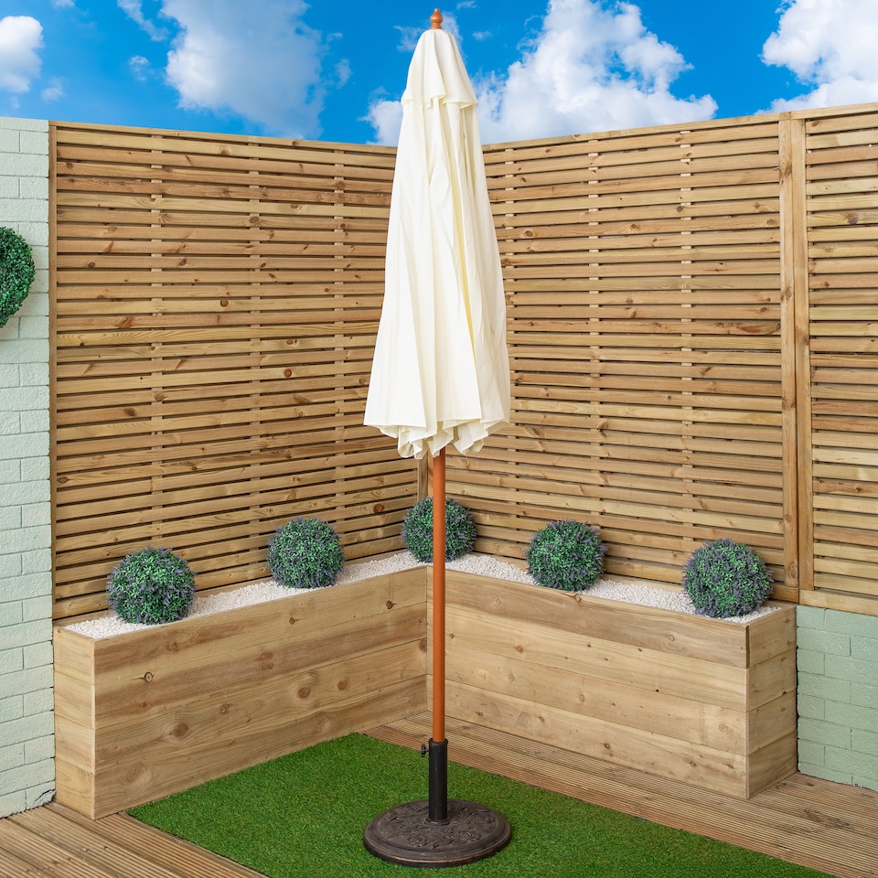 image 1 of Samuel Alexander 2.7m Outdoor Wooden Garden Parasol Sun Shade with Carry Bag in Cream