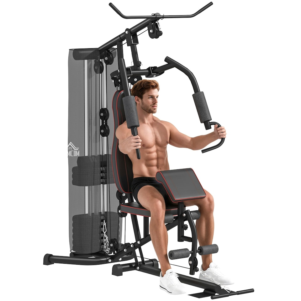 image 1 of HOMCOM Multi Gym Fitness Equipment Exercise Machine with 45Kg Weight Stack