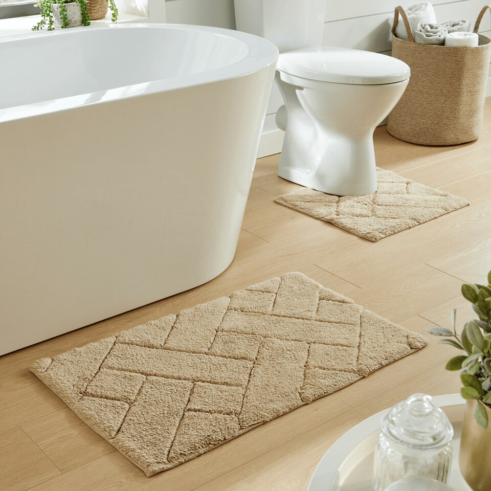 Bali Bath Mat & Pedestal Set in Natural Cream | Natural