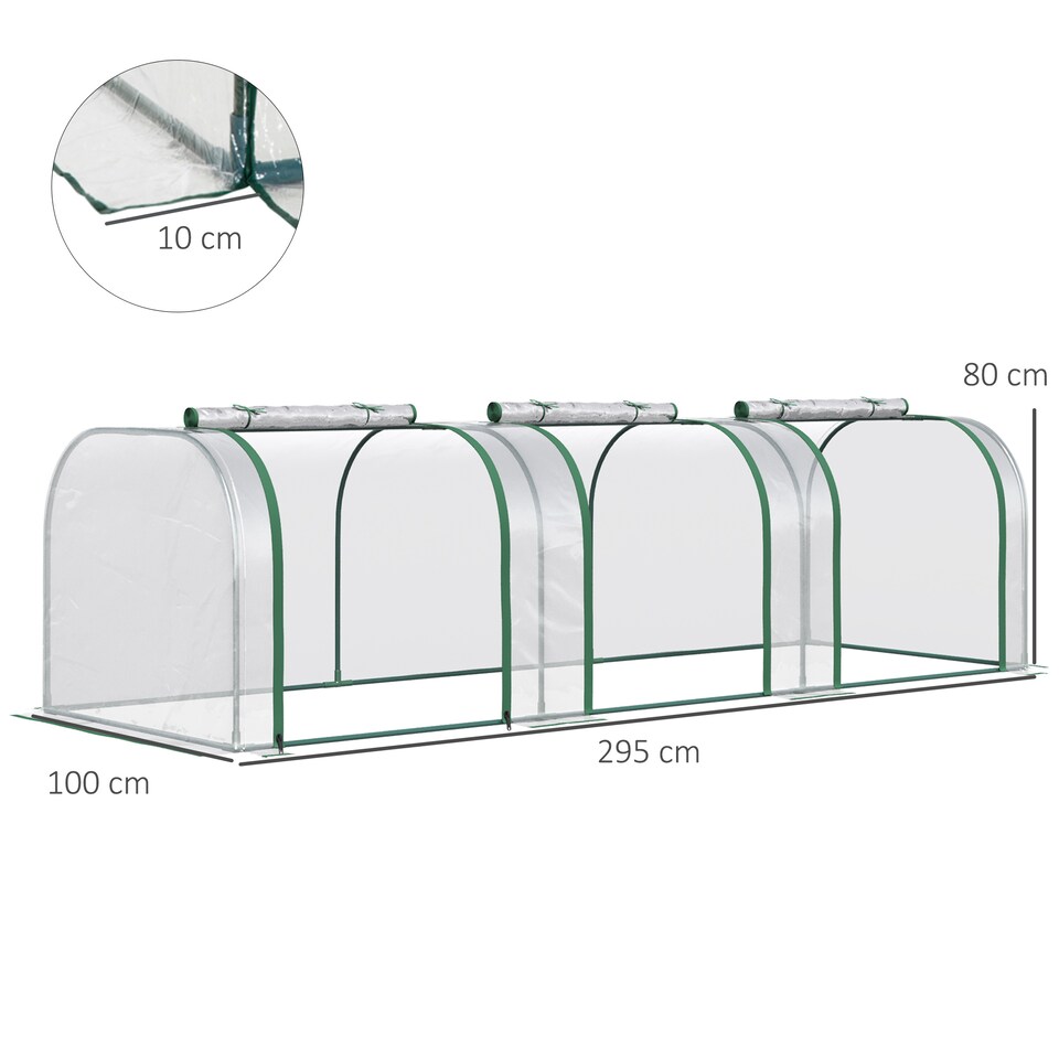 image 1 of Outsunny Tunnel Greenhouse Steel Frame for Garden w Zipper Doors