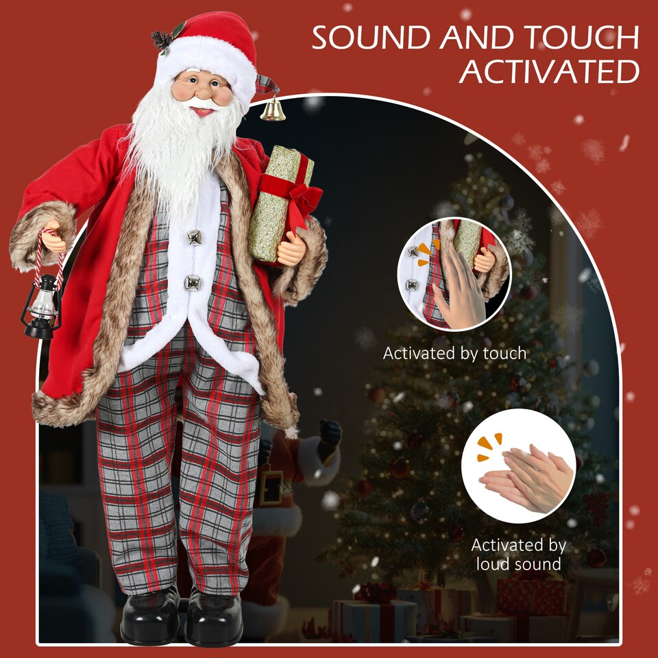 image 1 of HOMCOM Animated Santa Claus, 141cm Tall Christmas Decoration with Sound Activated and Festive Music for Party