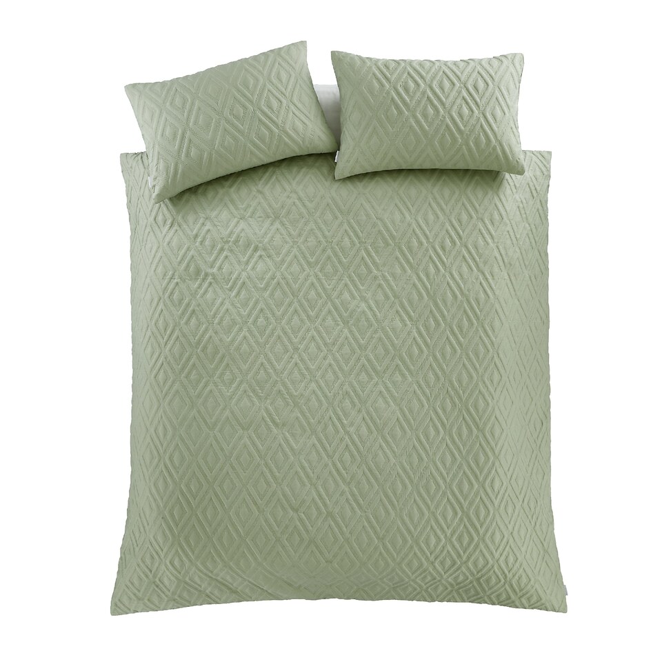 image 1 of Jacob Geo Soft Touch Duvet Cover Set | Green | Sage Green | King
