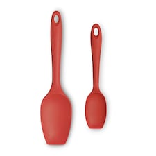 Zeal Silicone Spatula Spoons, Large and Small, Set of 2, Red