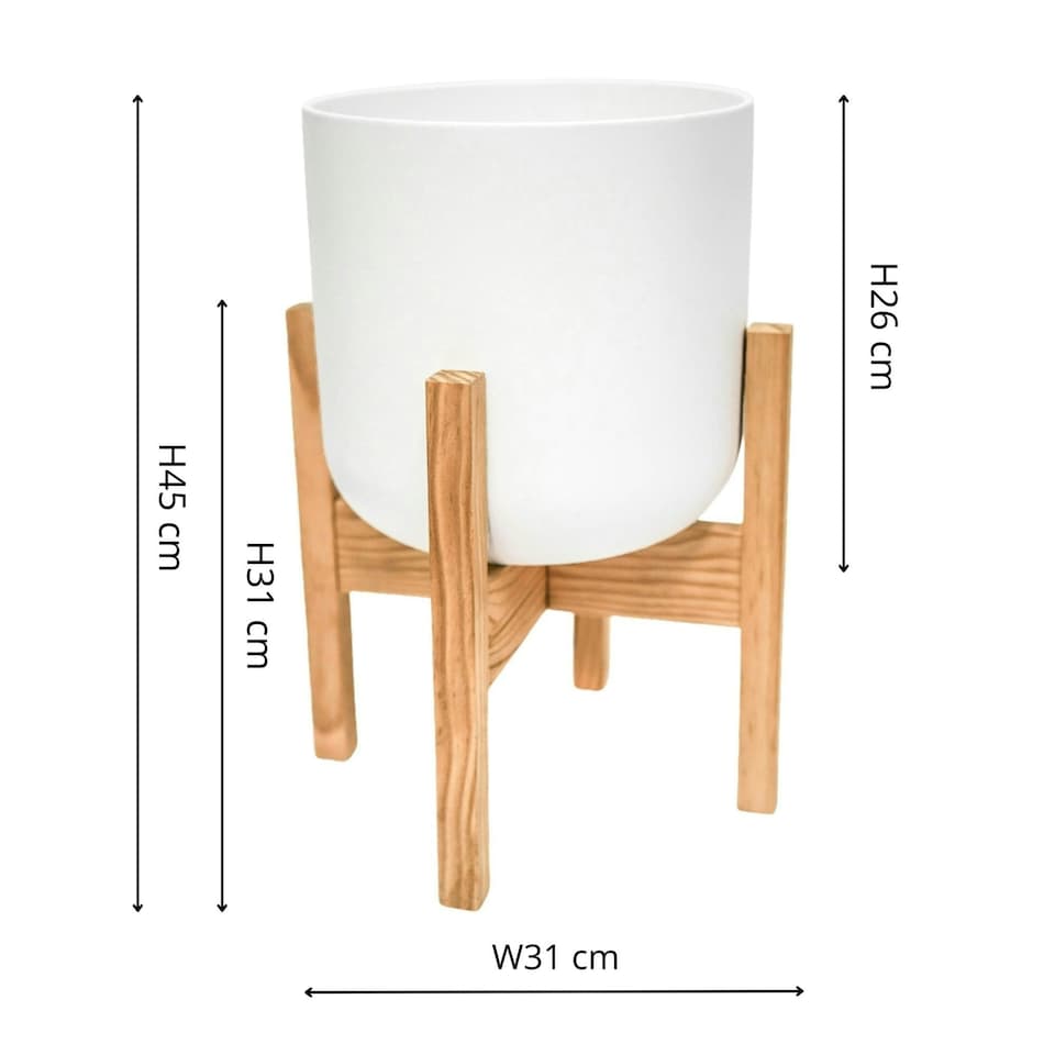 image 1 of Lisbon Pot and Stand - Ceramic - D26 cm - White | White