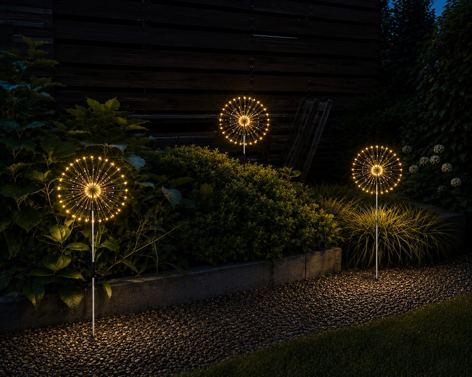 image 1 of Solar LED Garden Stake Light 200 LEDs Warm White 3000K Adjustable Waterproof IP44 Outdoor Lamp