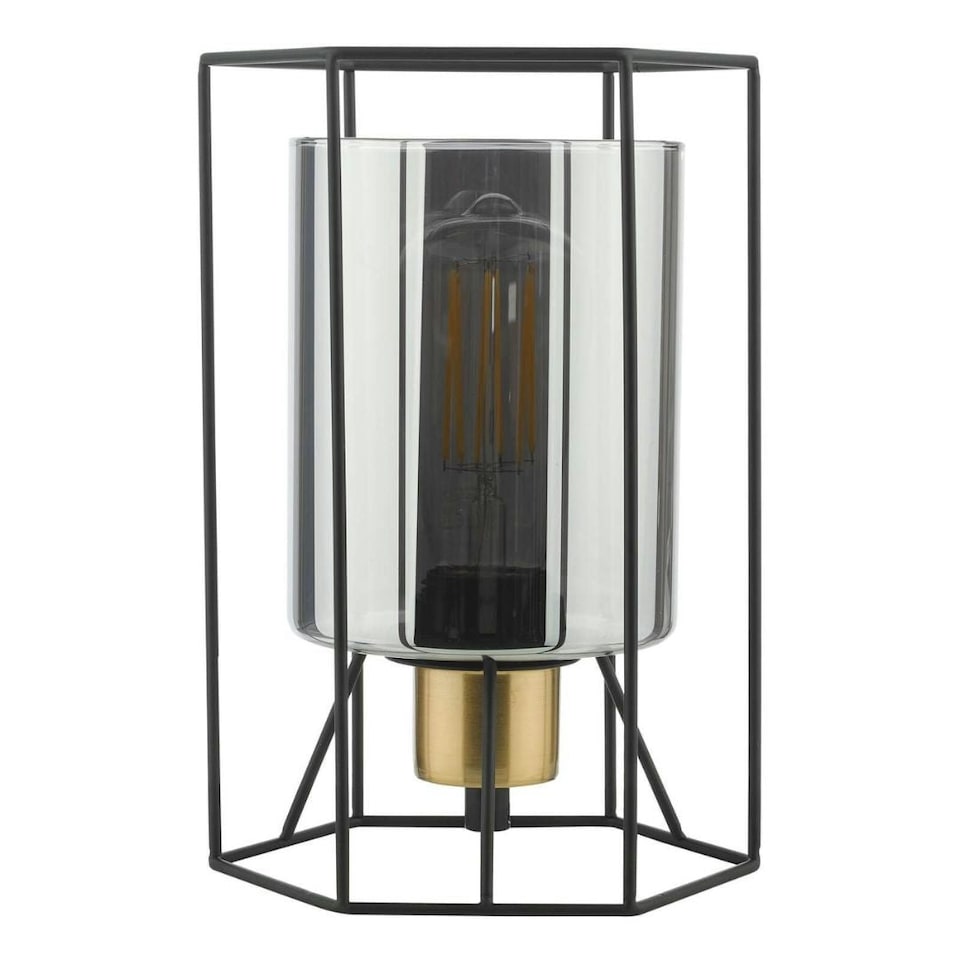 image 1 of Sabrina Black and Smoked Glass Table Lamp Black