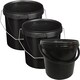 image 1 of 2 x Strong Heavy Duty 25L Black Multi-Purpose Plastic Storage Buckets With Lid & Handle