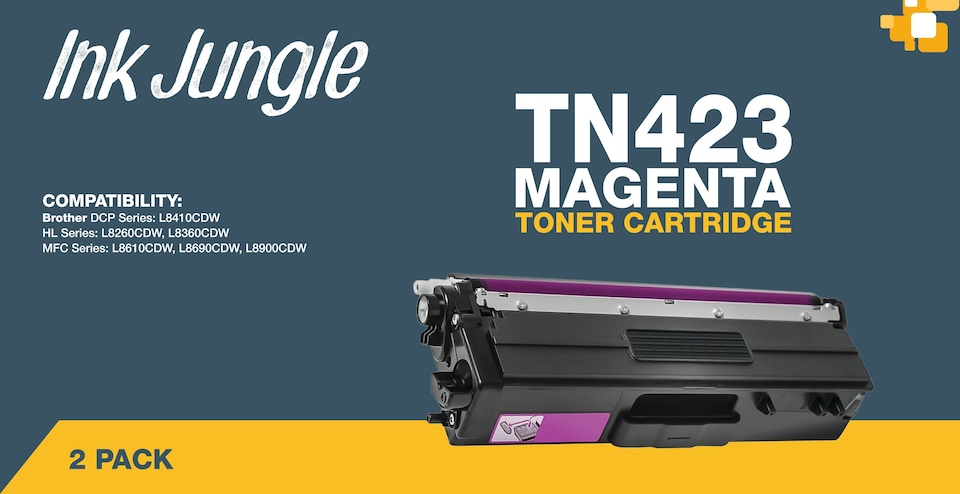 image 1 of 2x Compatible Brother TN423 Magenta Toner Cartridges | Pink | 2