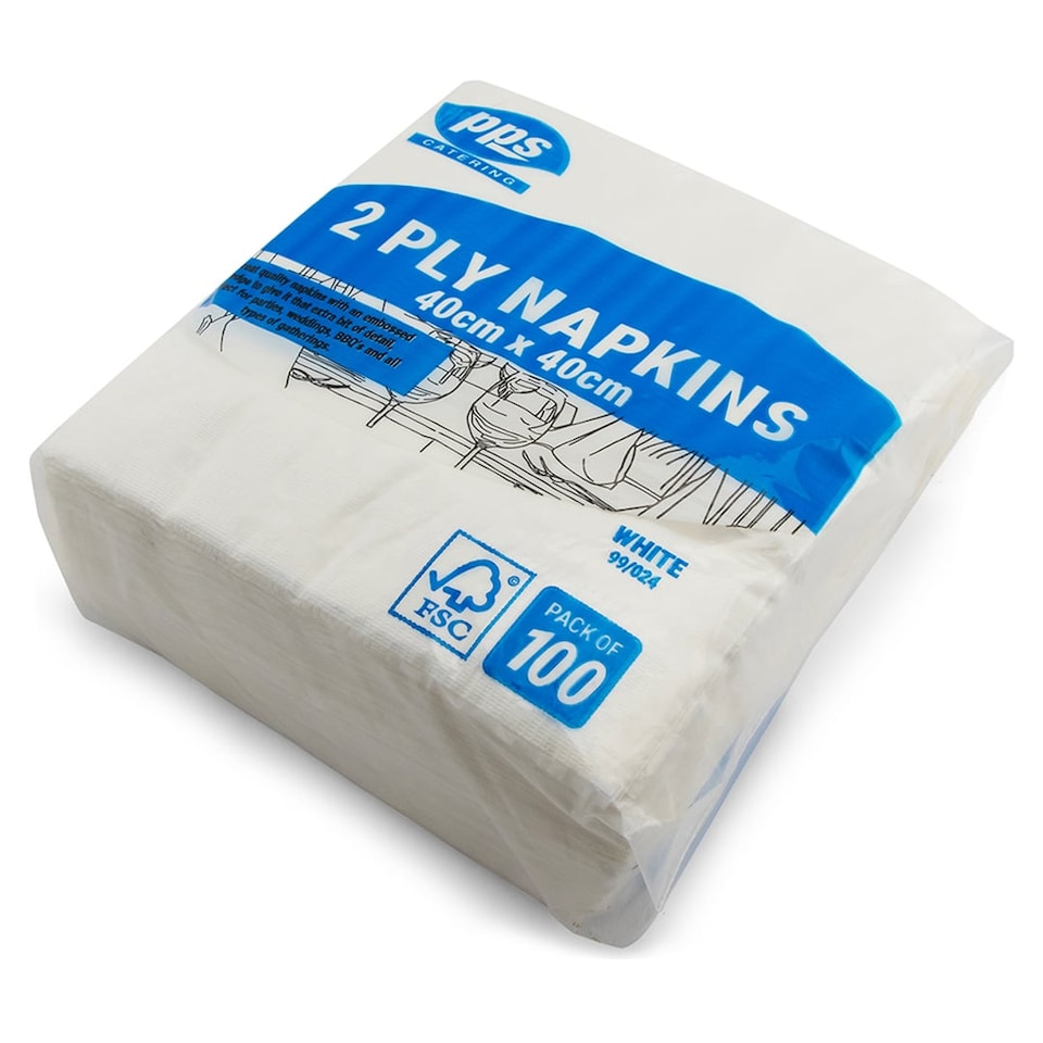 image 1 of White Paper Napkins 40cm 2 Ply - Pack of 100