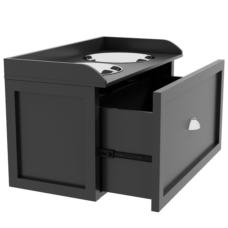 image 1 of PawHut Stainless Steel Raised Dog Bowl w/ 21L Storage Drawer, for Large Dogs