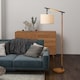 image 2 of HOMCOM Modern Floor Lamps for Living Room with Rotating Lampshade, Standing Lamp for Bedroom, LED Bulb Included, Brown