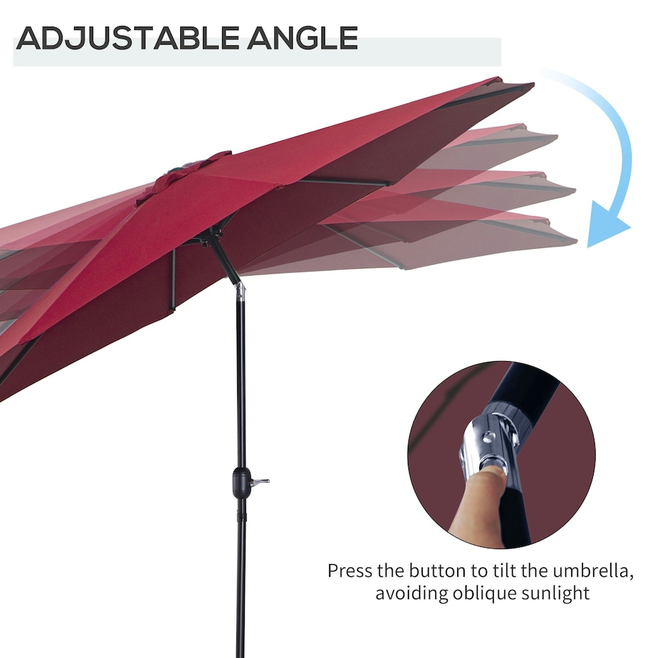 image 1 of Outsunny 3(m) Patio Umbrella Outdoor Sunshade Canopy Tilt Wine Red