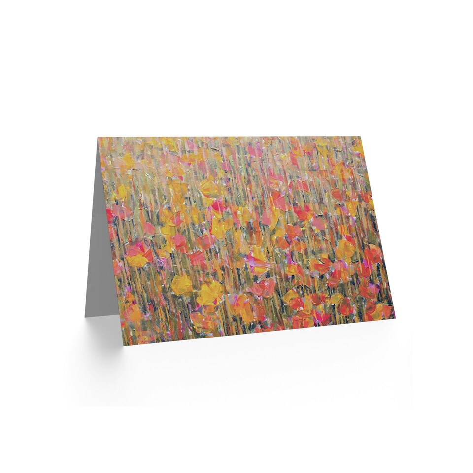 image 1 of Flower Abstract Floral Red Orange Art Card