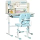 image 1 of HOMCOM Kids Desk and Chair Set with Storage Shelves, Washable Cover - Pink 