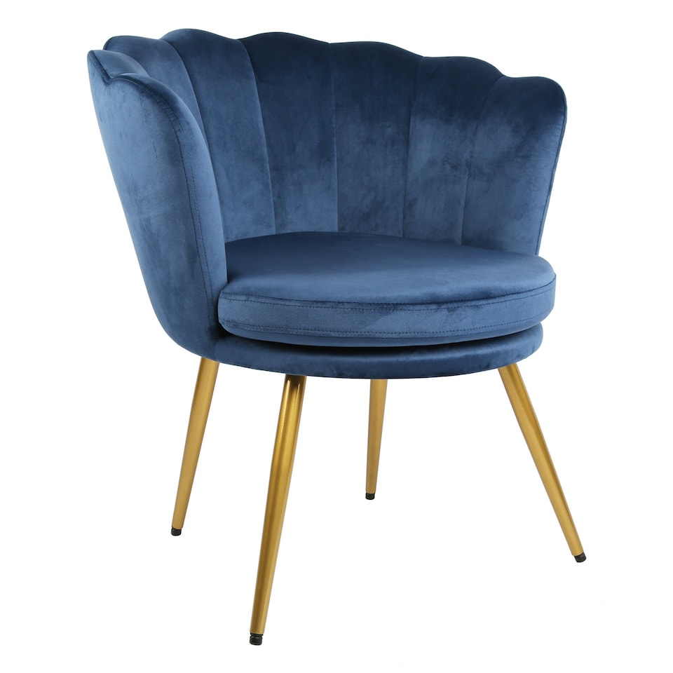 image 1 of FLORA Petal Chair Velvet Upholstered Fabric - Navy Blue | Navy