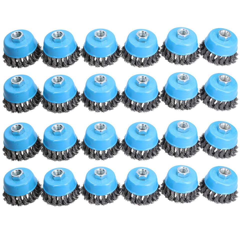 image 1 of Wire Cup Brush Wheel 3" for 4-1/2" 115mm Angle Grinder Twist Knot 24 Pack