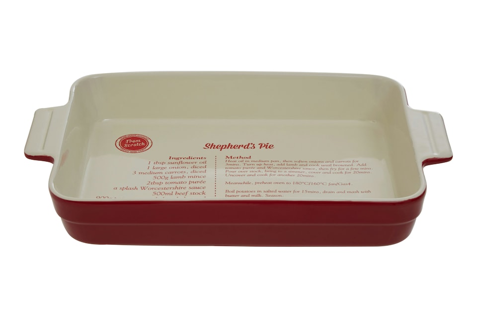 image 1 of Orsina 3.2 Litre Red Stoneware Oven Dish with Pie Recipe, Baking Dish with Handles,  Heat Resistant Dish up to 230°C