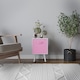 image 3 of White 1-Drawer Cube Shelving Unit with Scandinavian Legs | Pink | Light Pink & White | 1