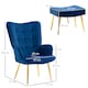 image 3 of HOMCOM Button Tufted Armchair with Footstool and Gold Legs Dark Blue