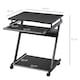 image 3 of HOMCOM Movable Computer Desk with 4 Moving Wheels Sliding Keyboard Tray Home Office Workstation Black