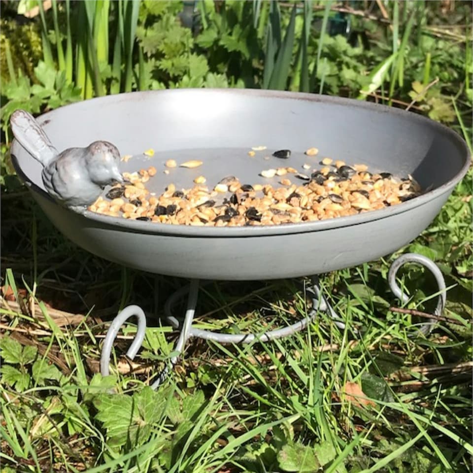 image 1 of Metal Bird Bath or Feeder for garden birds or wildlife, 22cm diameter