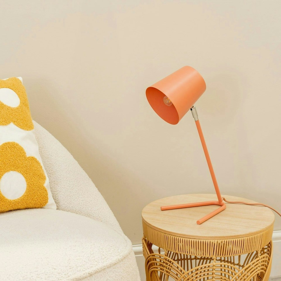 image 1 of ValueLights Lark Coral Peach Metal Task Reading Compact Desk Table Lamp