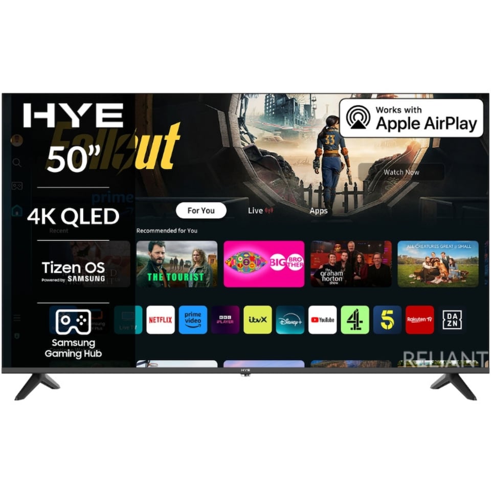 image 1 of HYE 50 Inch 4K QLED Ultra HD HDR Frameless Smart TV Tizen OS - 50QLEDS2008