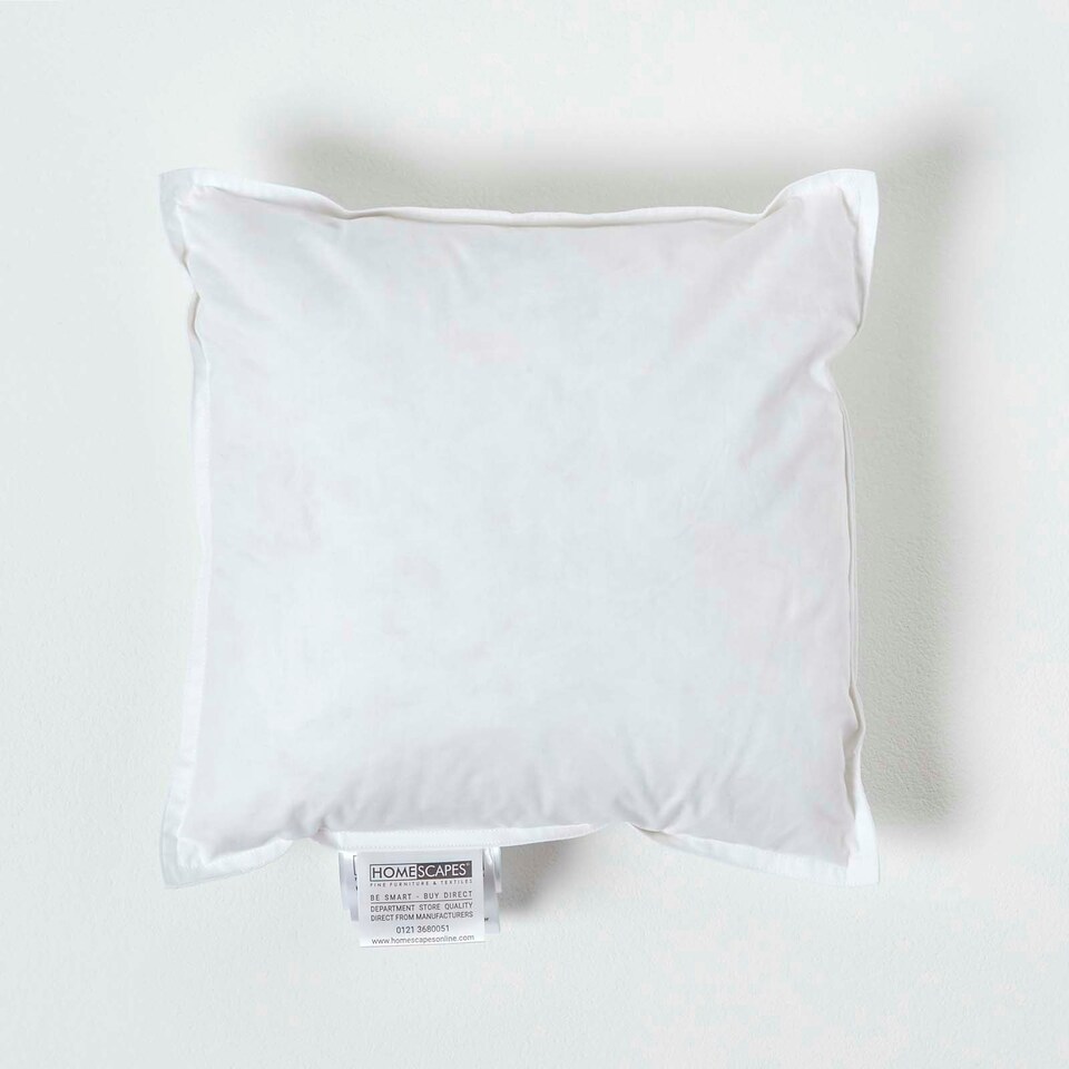 image 1 of Homescapes Luxury Duck Feather Cushion Pad Insert Inner 30 x 30 cm (12 x 12") White