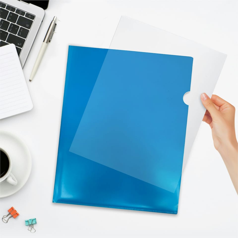 image 1 of Pack of 25 A4 Yellow L Shaped Open Top and Side Report File Folders