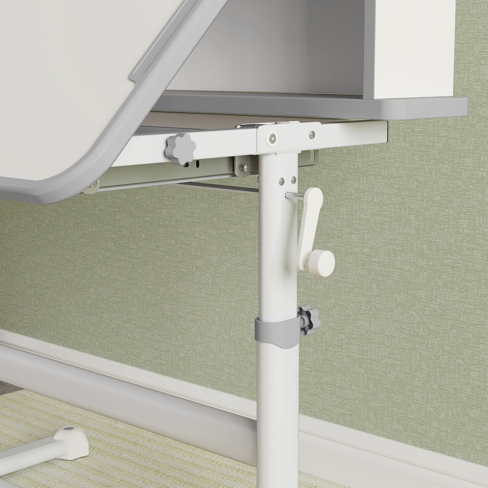 image 1 of AIYAPLAY Kids Desk and Chair Set w Tiltable Desktop, Reading Rack | Grey | 2