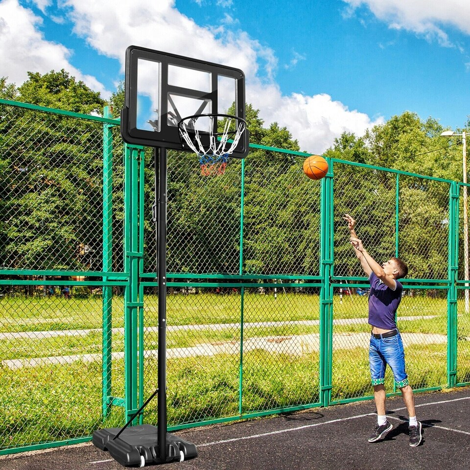image 1 of COSTWAY 10ft Basketball Backboard Hoop 2.45M-3.05M Height | Black | Standard