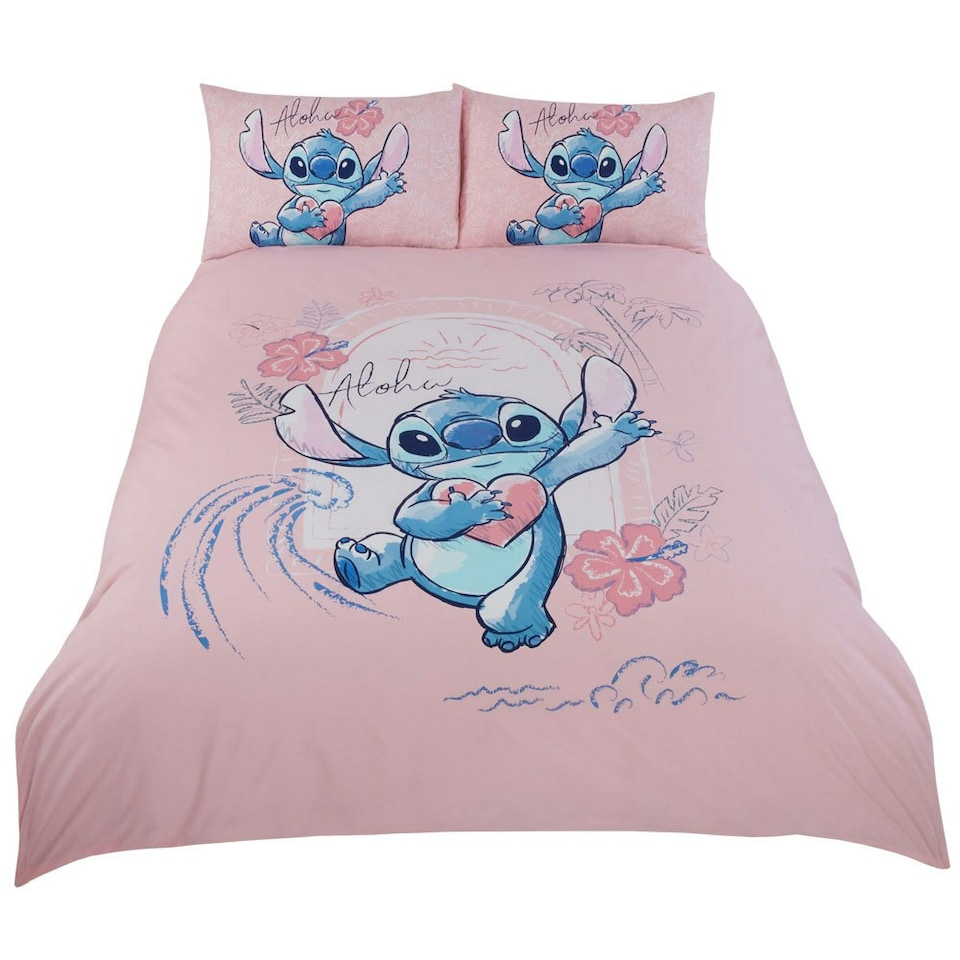 image 1 of Lilo & Stitch Aloha Duvet Cover Set - Dusty Pink - Double