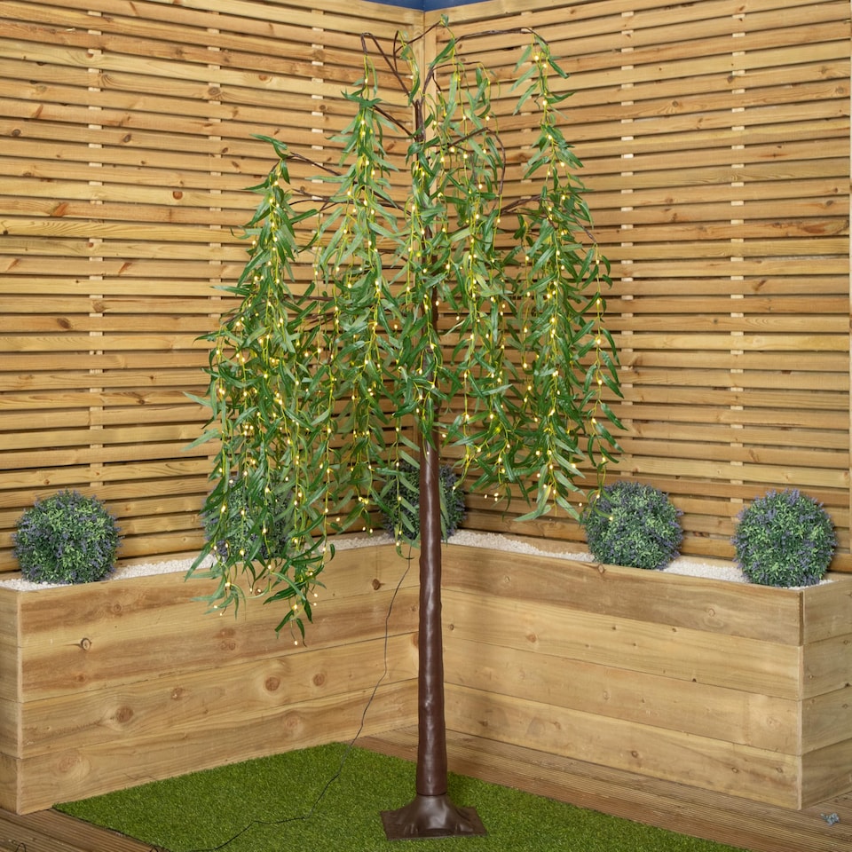 image 1 of 7ft (2.1m) Tall Light up Christmas Willow Tree with 384 Warm White LEDs