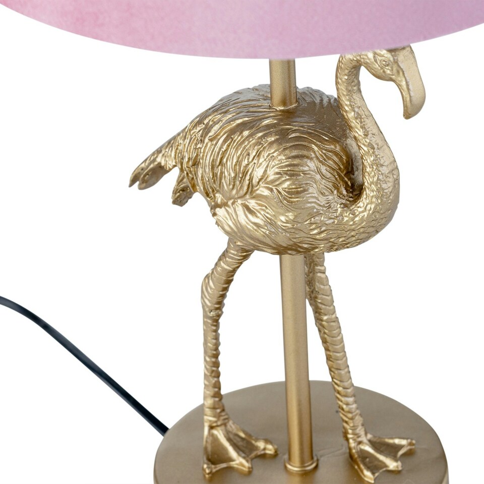 image 1 of Flamingo - Gold Table Lamp with Pink Velvet Shade Gold | Pink