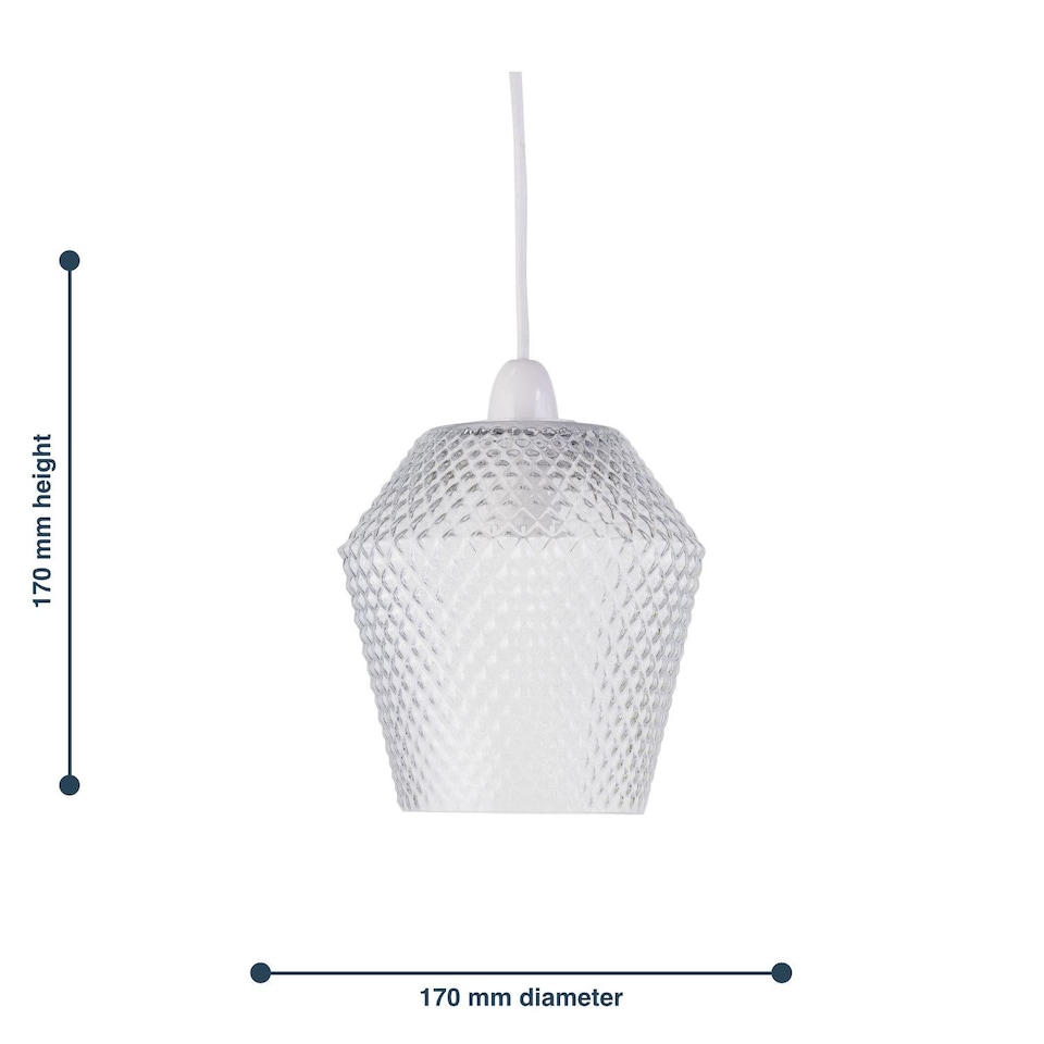 image 1 of Set of 2 Porter - Clear Textured Glass Easy Fit Pendant Shades | Clear | Small | 2