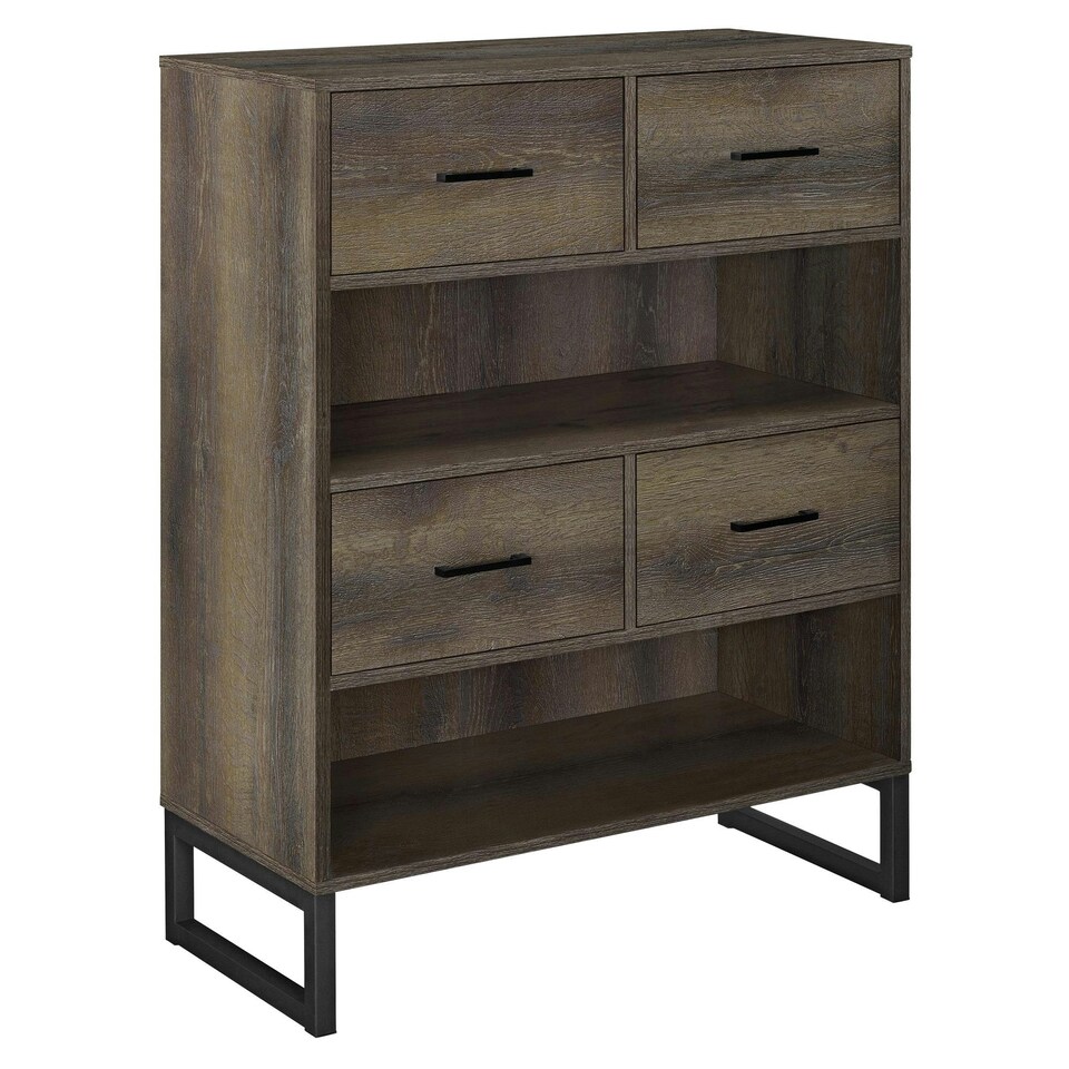 image 1 of Candon Bookcase with 4 Drawers Brown 2 Brown | Brown