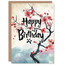 Watercolour Cry Blossom Flower Tree Woman Her Birthday Card