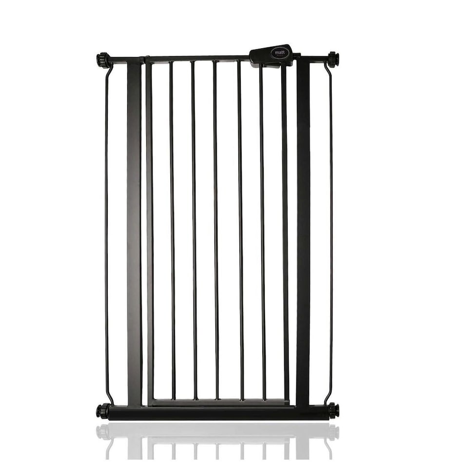 image 1 of Safetots Extra Tall Narrow Metal Safety Gate Pressure Fit, 68.5cm - 75cm, Matt Black, 104cm in Height, Extra Tall Baby Gate | Black | 1