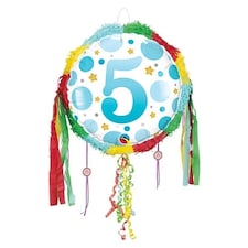 Age 5 Blue Dots Pull String Pinata