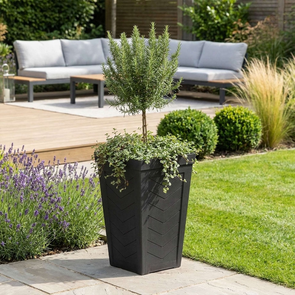 image 1 of Nicoman Savana Chevron Tall Planter Non-Shed Non-Crack Indoor Outdoor Planter