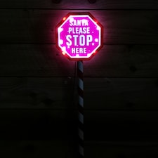 80cm Premier Christmas Outdoor Santa Stop Here Sign with Warm White LEDs