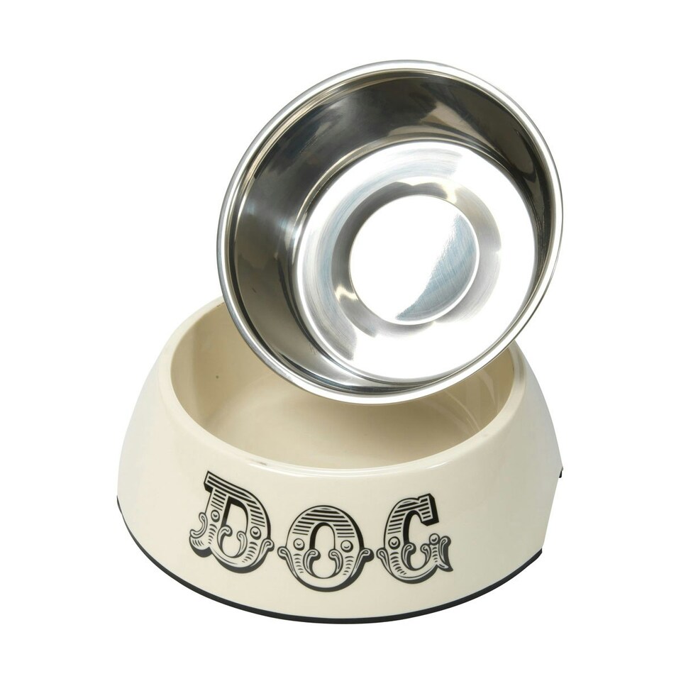 House Of Paws Melamine Dog Bowl Set - Cream - L