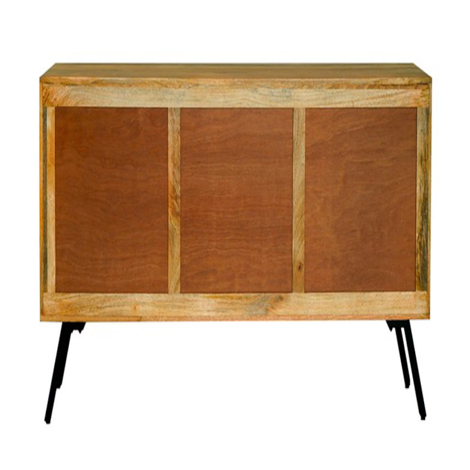 image 1 of Amar 3 Door Sideboard - Iron Base - Mango Wood/Iron - L45 x W162 x H76 cm - Light Finish - Assembly Required | Brown