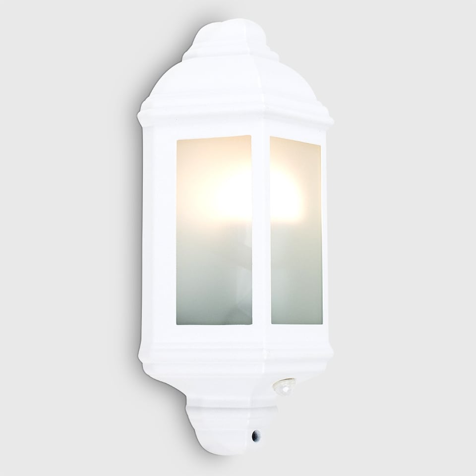 image 1 of ValueLights Kayleigh White PIR Motion Sensor Outdoor Wall Light & Cool White LED Bulb | White