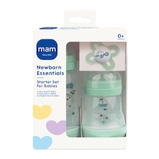 MAM Newborn Essentials Starter Set Self Sterilising Anti-Colic BPA Free Green | Multi | Not provided
