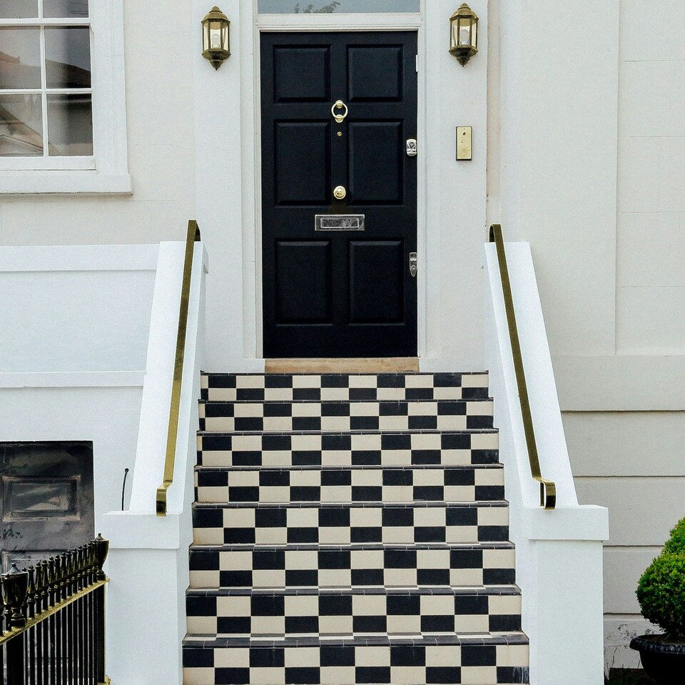 image 1 of Black & Gold Classic Flush Lantern Style IP44 Rated Outdoor Wall Light