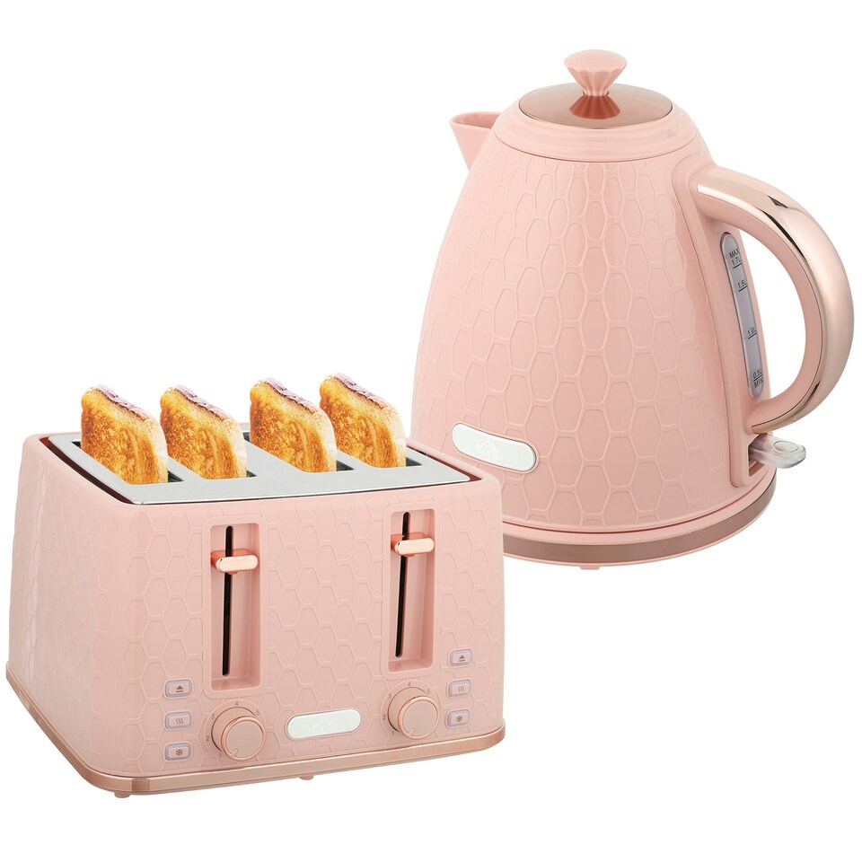 image 1 of HOMCOM 1.7L Kettle and Toaster Set with Defrost Reheat and Crumb Tray,UK Otter thermostat